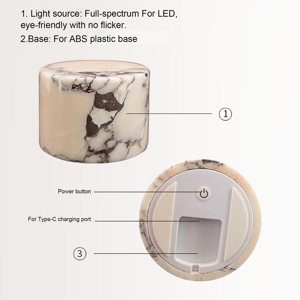 Marble Portable Ambient Lights Adjustable Light Modes Aesthetics Desk Lamp for Home Office Travel Outing Social Occasions
