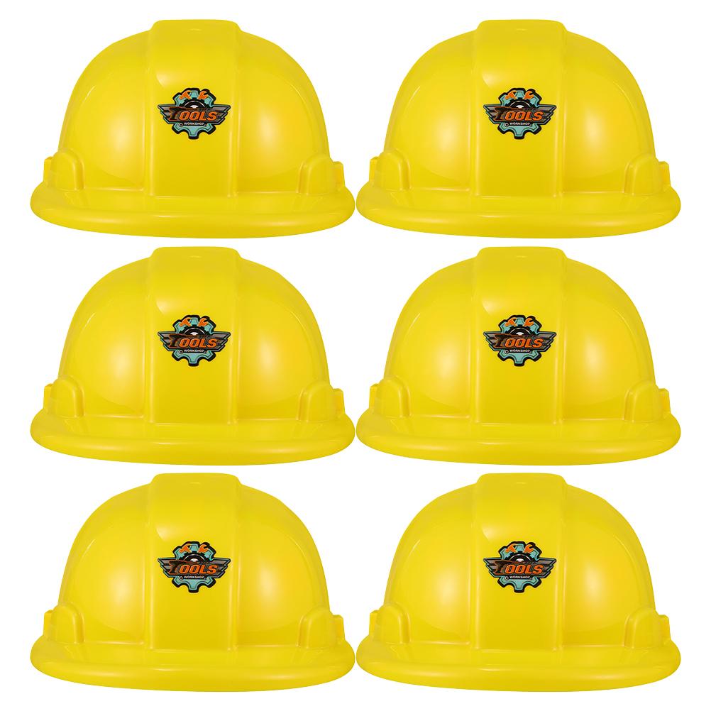 6pcs Clothing Tool Hat Baby Party Hats for Kids Child Hard Plastic Construction Worker Toy