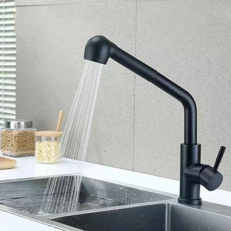 Spray Kitchen Faucet Stainless Steel Pull Out Rotation Faucet Hot Cold Mixer Tap Single Handle Kitchen Sink Faucet Deck Mounted