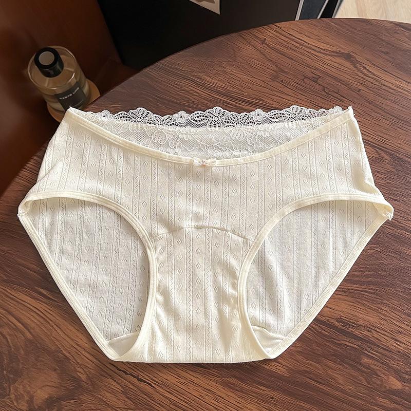 

Женское весенне-летнее нижнее белье с кружевной отделкой, из 100% хлопка, антибактериальное, с удлиненной ластовицей, средней посадки XL абрикосовый