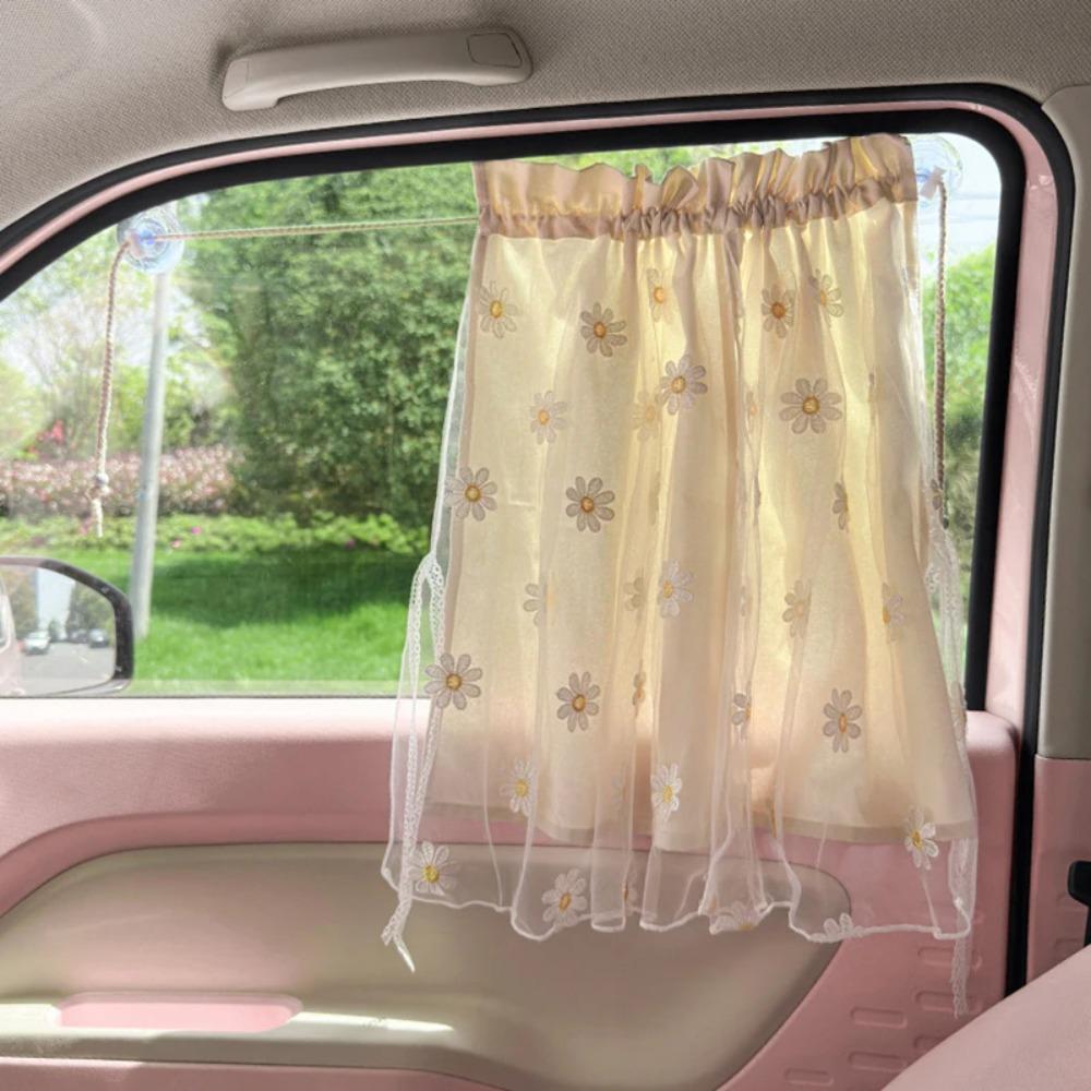 Cotton Embroidered Universal Car Curtains Baby Side Window Sunshade UV Protection for Kids Travel