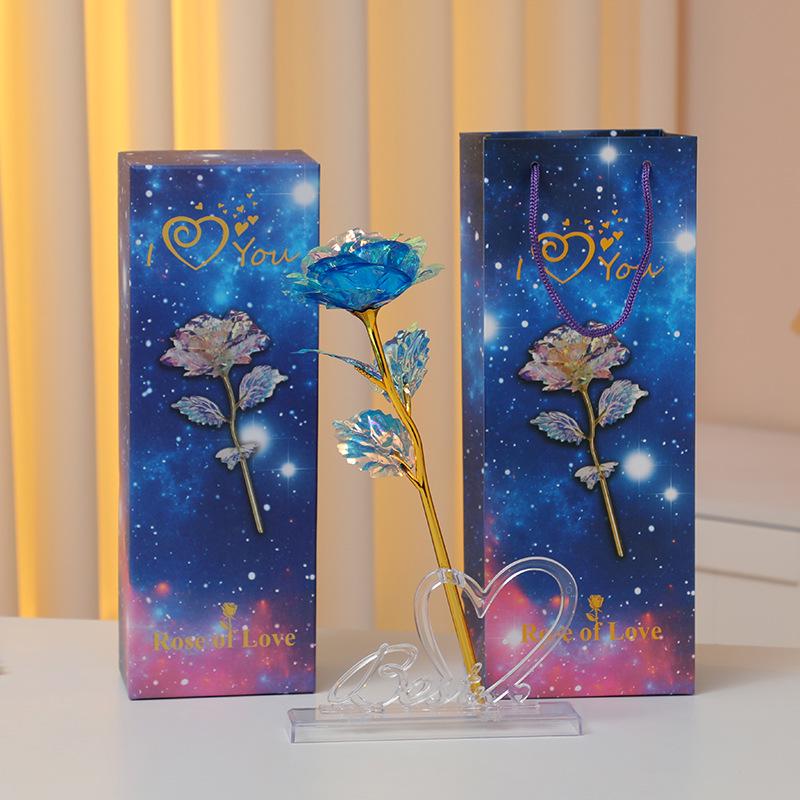 Φωτεινή Ανθοδέσμη με Τριαντάφυλλα από Φύλλο Χρυσού 24Κ: Διατηρημένα Τεχνητά Λουλούδια για την Ημέρα του Αγίου Βαλεντίνου, την Ημέρα της Μητέρας και τα Γενέθλια