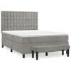 Vidaxl Letto Continentale Con Materasso, Grigio Chiaro, 140X190Cm, Velluto
