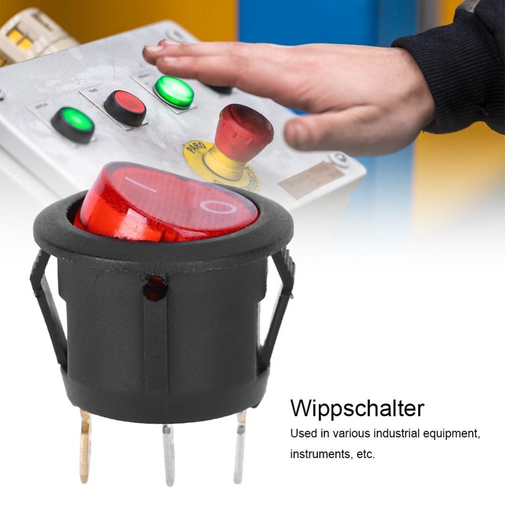 10 PCS KCD1 Round Rocker Switch Red Light Mini Circle Toggle Switches  Popcorn Maker