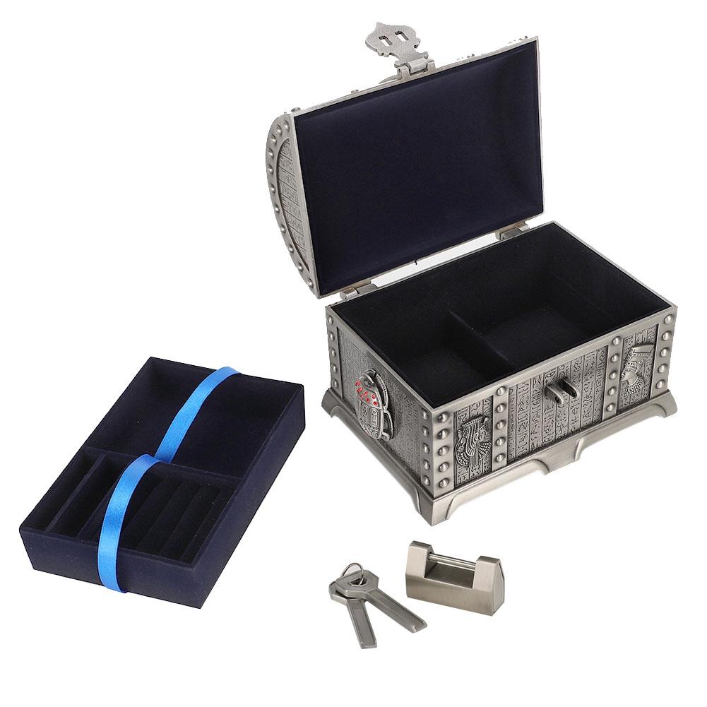 Cutie de depozitare pentru bijuterii în stil vintage, organizator delicat pentru inele și colier, cu încuietoare