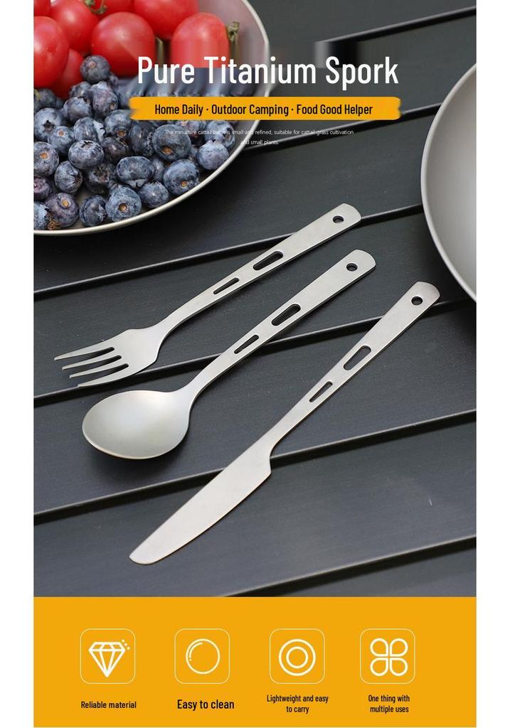 4-Piece Portable Titanium Cutlery Set with Chopsticks and Storage Box for Camping