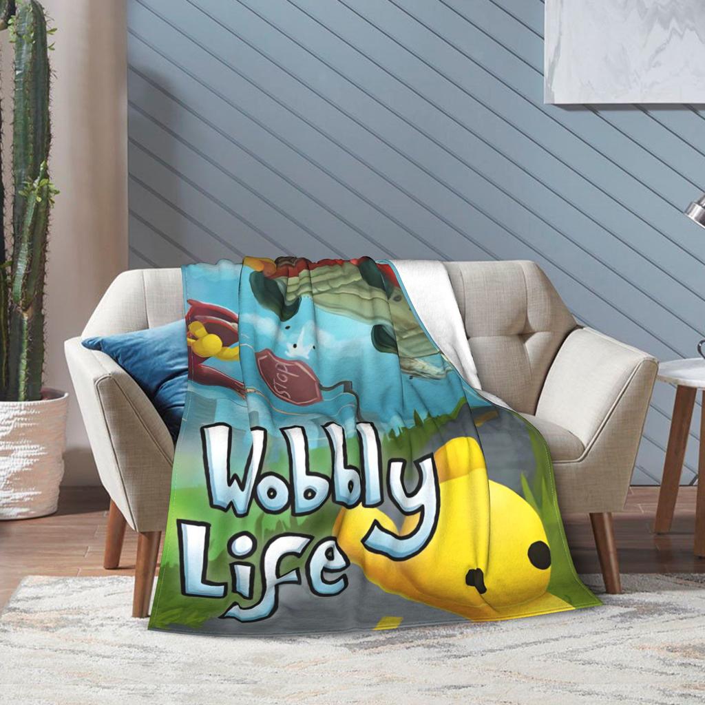 Wobbly Life Sandbox Game Coperta alla Moda Cartone Animato Divertente Flanella Plaid Coperta alla Moda Biancheria da Letto Divano Portatile Ultra-Morbida Calda Copriletto Traspirante