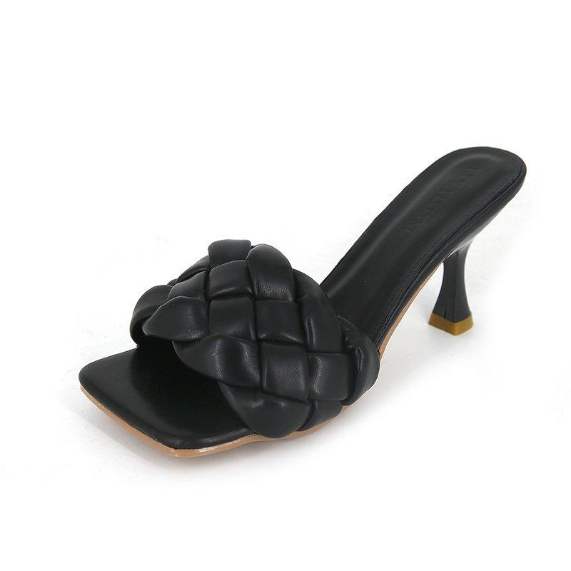 Women's Summer High-quality Woven Open-toe Flat Casual Slippers Fashionable Stiletto Sandals Womens Outdoor Beach Flip-flops
