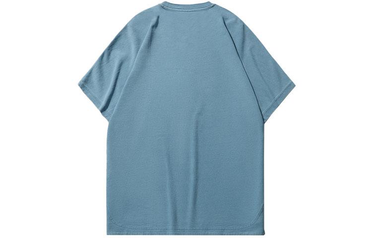 Men's Li-Ning T-Shirts Men's Denim Blue Crew Neck Moderate Straight Fit