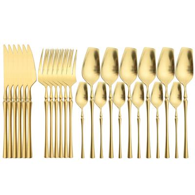 6Set/24Pcs Besteck Set 18/10 Edelstahl Set Luxus Geschirr Gold Gabeln Westlichen Löffel Messer Stahl Besteck set Besteck
