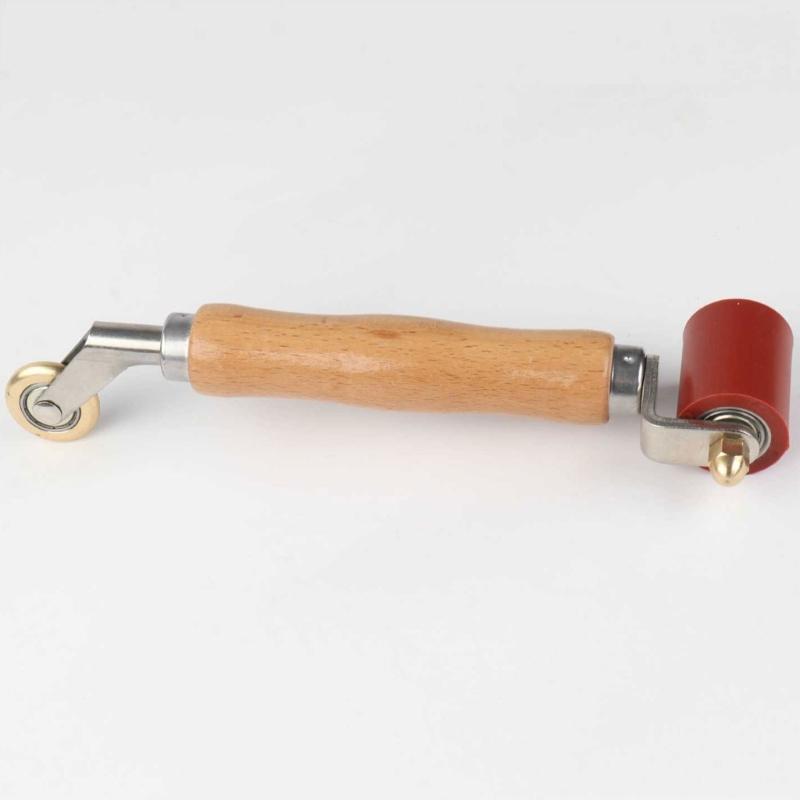 Professional Combination Rubber Pressure Roller & Metal Corner Roller with Ergonomic Wood Handle for Professional