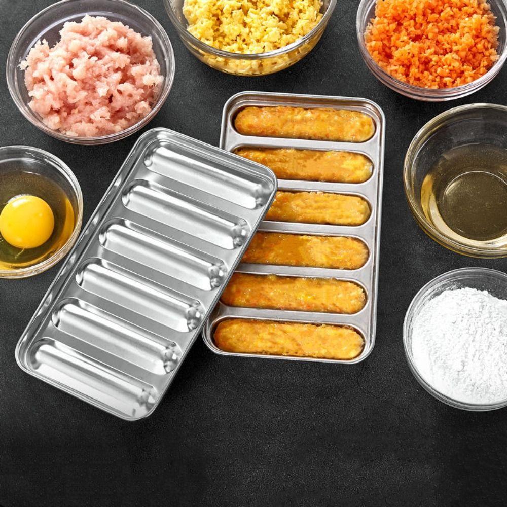 

6-Cavity Stainless Steel Homemade Ham Mould Hotdog Maker Meat Tool Sausage Mold Food Supplement 1set