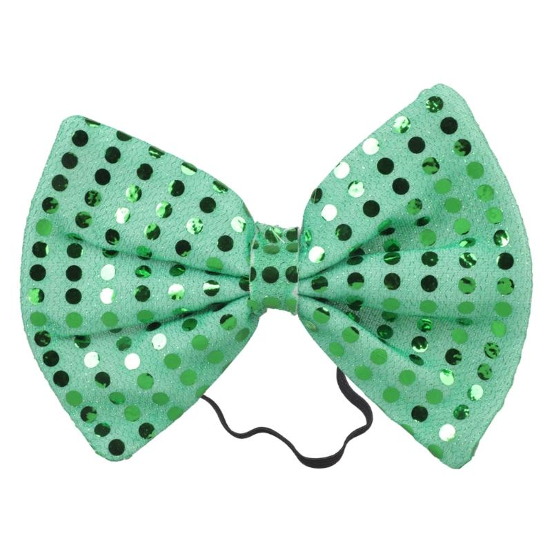 Saint Patrick's Day Novelty Lucky of the Irish Neck Tie and Sequins Bowtie Set for Festival Celebrations and Parties