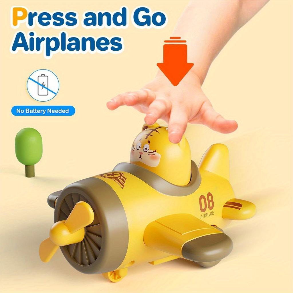 Press Go Airplane Toys for Youngsters 1-3 Years Multicolor Animal Pilot Airplanes with Moving Propeller,Christmas Birthday Gifts, Toy Airplane