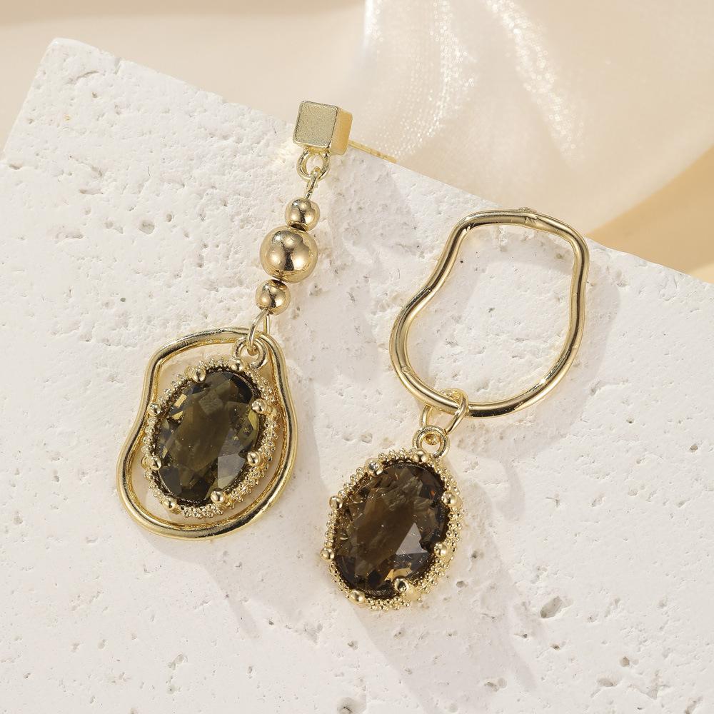 

Vintage Copper Distinctive Earrings With Modern Asymmetrical Geometric Design Women For