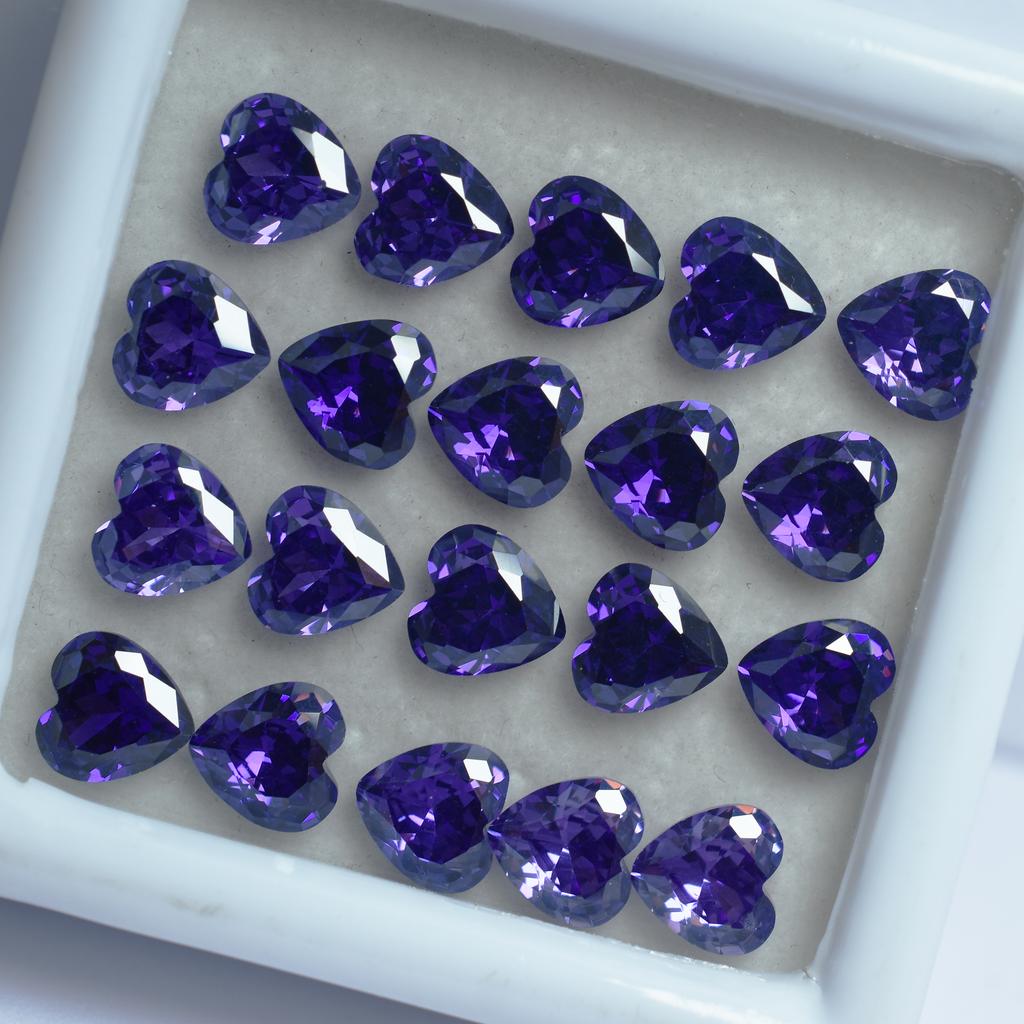12 Pcs Lot Natural Purple Sapphire Heart Cut Certified Loose Gemstones