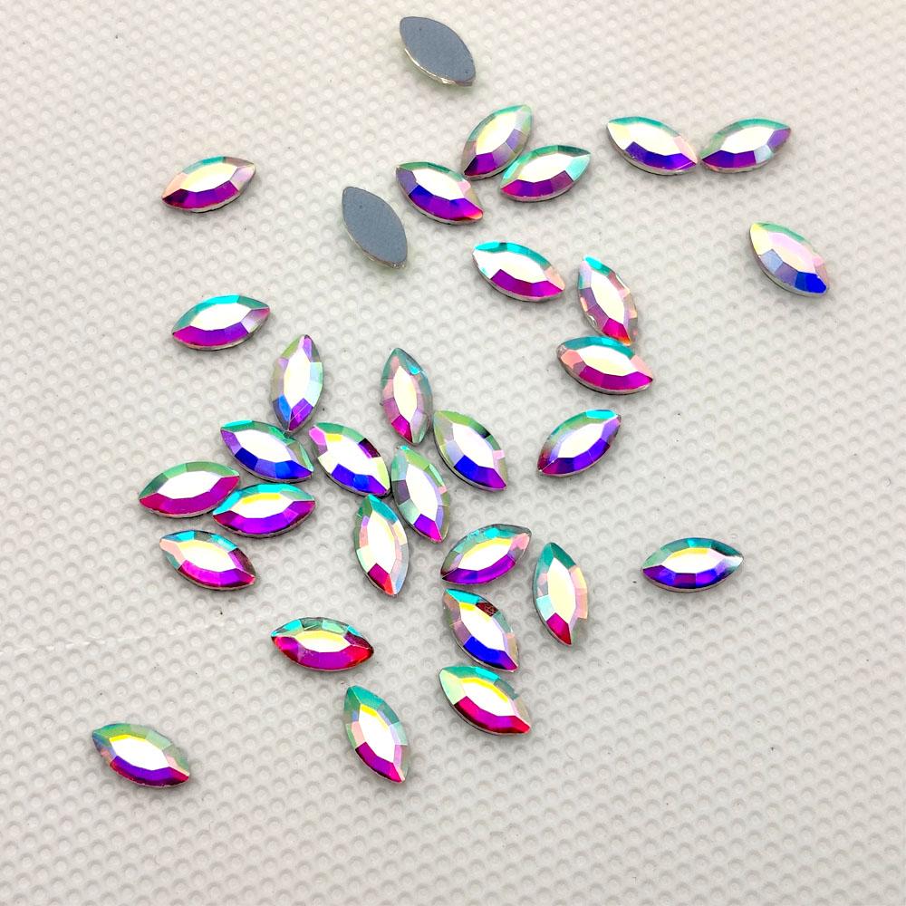 Factory Direct 7200 Pcs Bulk Packing 4X8mm Navette Marquise Horse Eye Crystal AB Crystal Glass Hot Fix Rhinestone for Dress