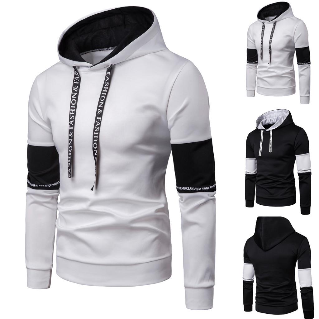 Men's  Winter Patchwork Sweatshirt Top Pants Sets Sport Suit Tracksuit
