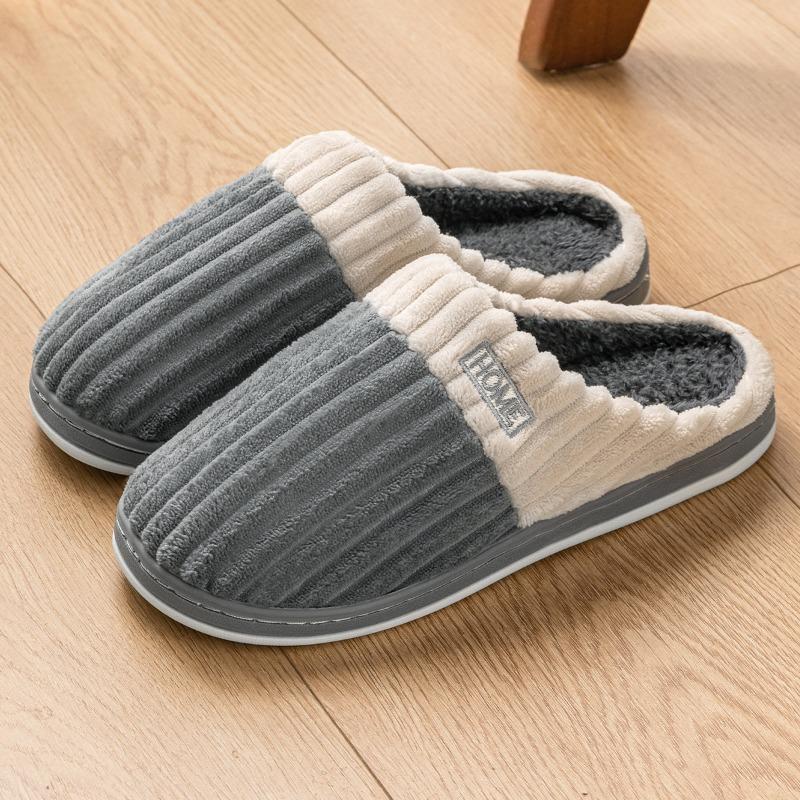 Cotton Slippers Men's Autumn and Winter New Couple Indoor Home Non-slip Warm Plush Slippers Women's Winter