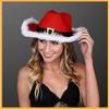 Weihnachts-LED-Cowboyhut Roter Denimhut Weihnachtsmann Weihnachten Freundin Geschenke Neujahr Damen-Weihnachtshut Westlicher Cowgirlhut