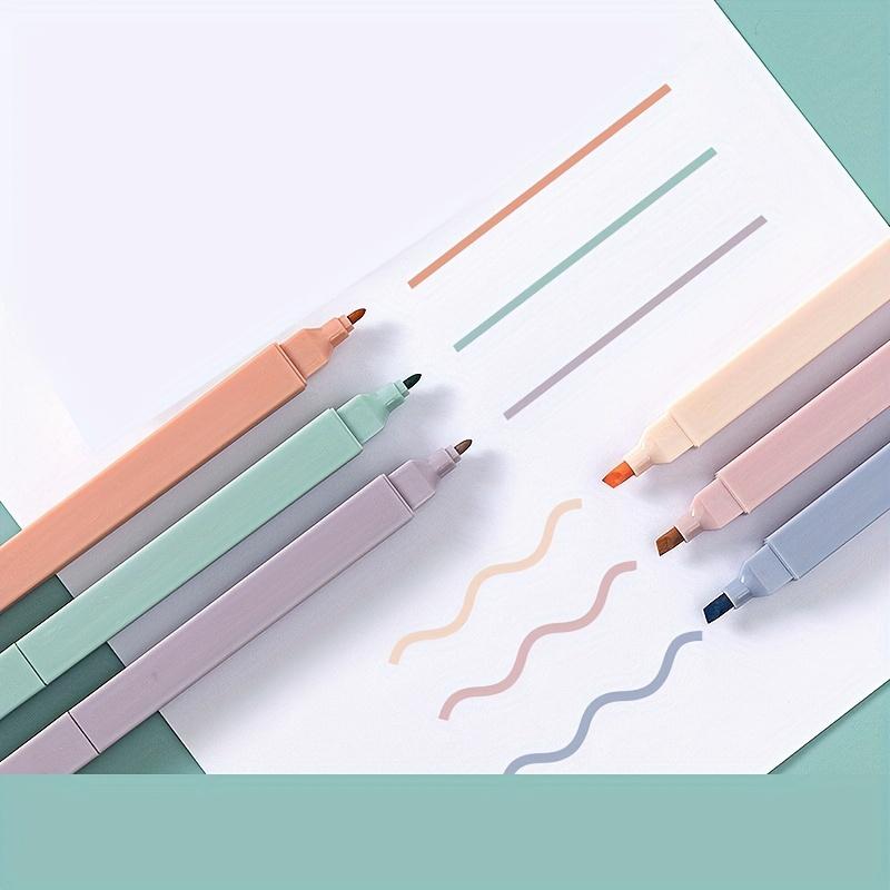 6 PCS Double Side Highlighter Pens Set Kawaii Colored Manga Markers Pastel Stationery Scrapbooking School Supplies