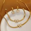 Stainless Steel New Fashion Jewelry Vintage Style Embed Seashell Butterfly Women Charm Chain Necklace Bracelet Earrings