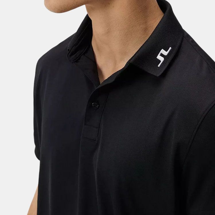J.LINDEBERG Letter Pattern Printed Fitted Short Sleeve Polo Shirt Men Polo Shirts Black GMJT06337-9999