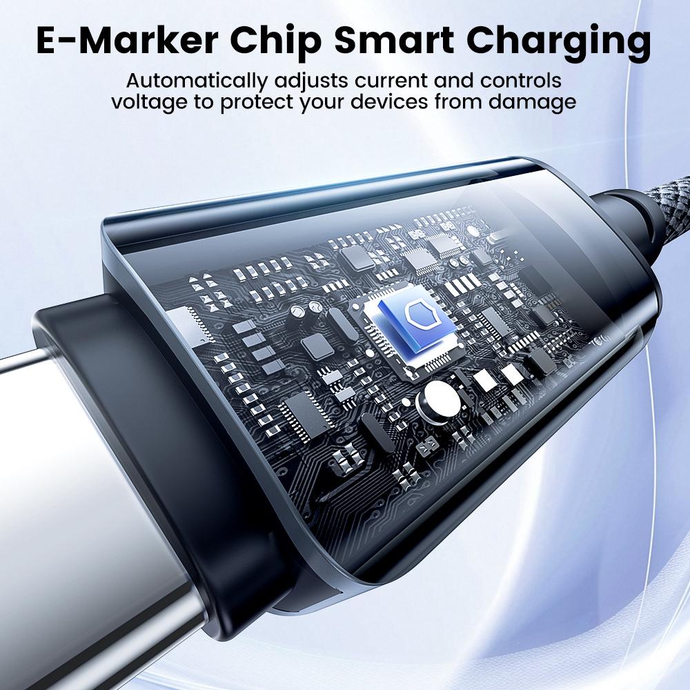 TOOCKI TX112C2 1m PD 100W USB-C auf USB-C Schnellladekabel Eingebauter E-Marker Chip 480Mbps Datenübertragungskabel