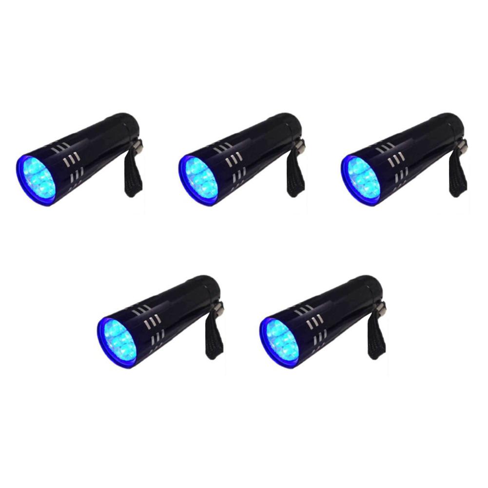 

5/10Pcs 9LED Ultra Violet Torch Aluminum Mini 4.5V Banknote Detection Lamp Waterproof Battery Powered Lighting Tool for Outdoor
