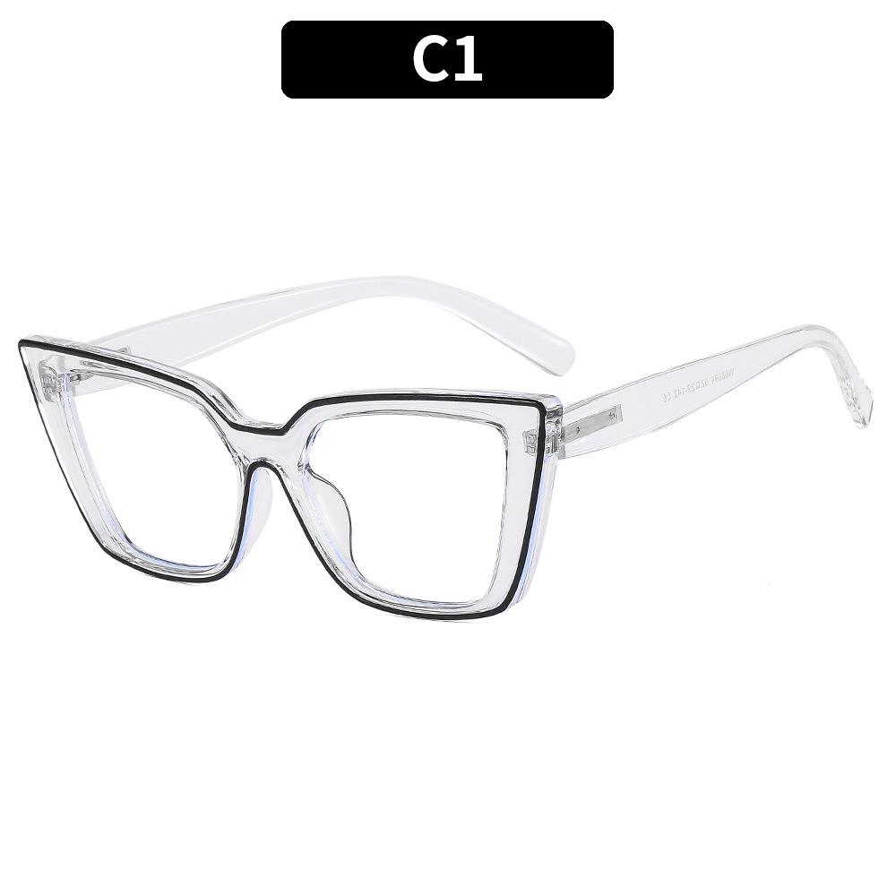 TR cat eye women's anti-blue light flat mirror spring leg paint plain glasses frame retro trendy glasses frame