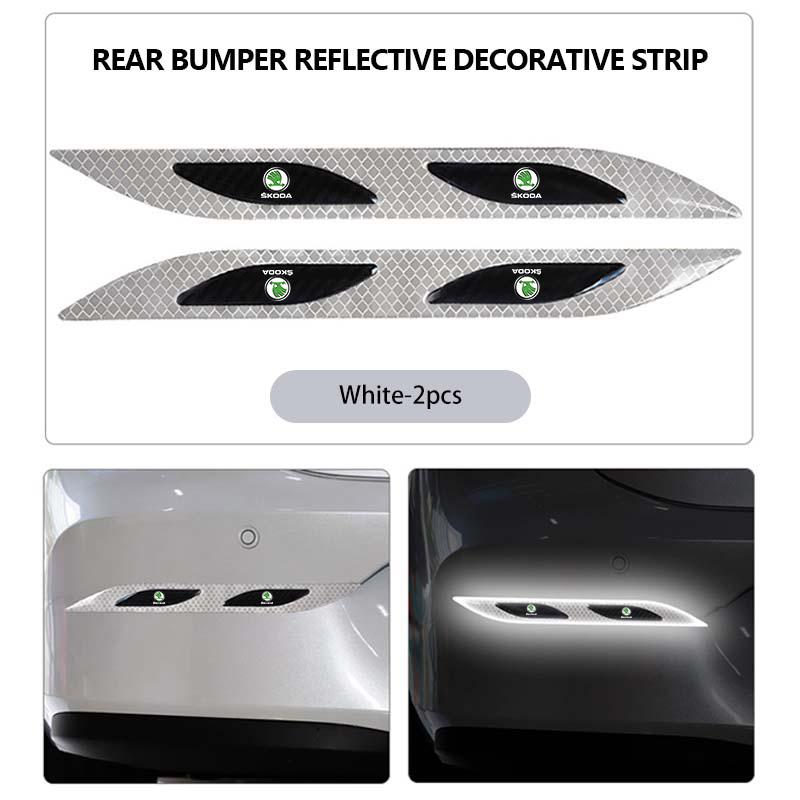 For Skoda Car Styling Trunk Bumper Warning Safety Sticker Reflective Strip Kamiq Karoq Octavia 2 3 Rapid Scala Kami Fabia VII  CX3