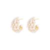 Light luxury elegant temperament flower earrings high-end flower basket copper gold-plated pearl earrings