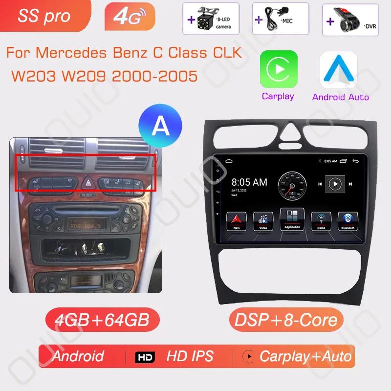Android 13 Radio For Mercedes Benz C Class CLK W203 W209 2000-2005 Car Stereo Multimedia Player Carplay Auto GPS Navigation 2DIN