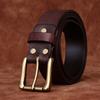 Washed Retro Matte Trend Belt Men'S Genuine Leather First Layer Cowhide Copper Buckle Simple Casual Jeans Belt