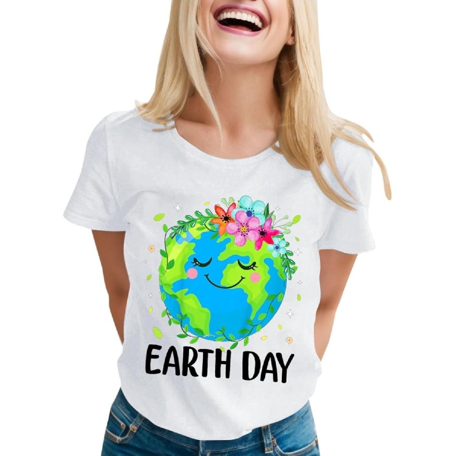 Shirt Women Long Sleeve Women s Earth Day Shirt Daily Earth Day Natural Graphic T Casual Short Cotton Linen Tops XXXXXL белый