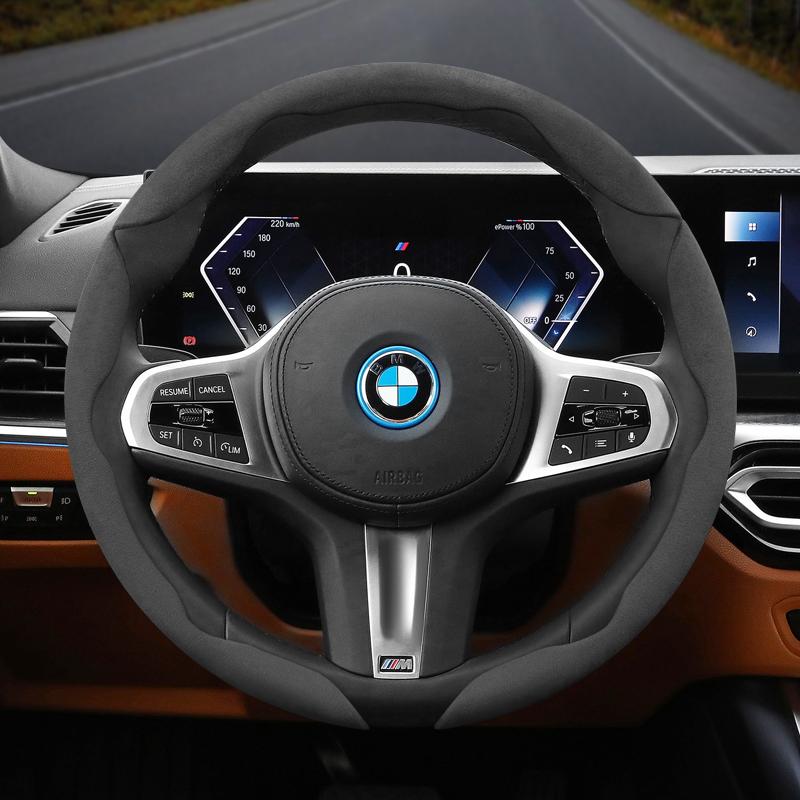 Suitable for Bmw Anti-Slip Buckle Segmented Suede Steering Wheel Cover Suitable for E46 F20 E87 E39 E91 G20 F31 E93 X3 E83 E61 m Serie 1 F30 X5 E90