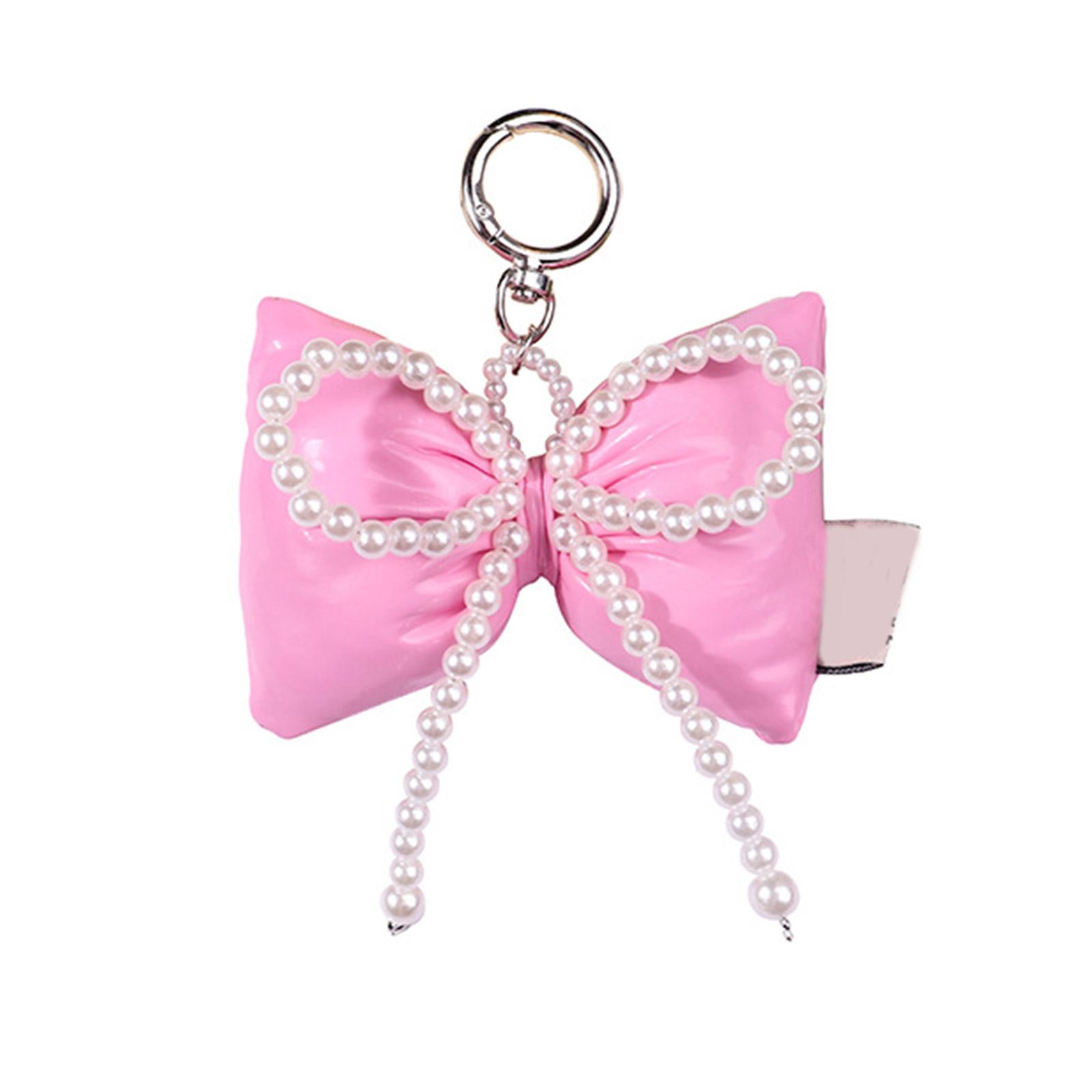 

Ключница-бантик из кожи ручной работы Элегантный кулон-брелок Уникальные украшения для сумки для модных людей розовый