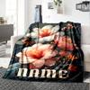 Tropical Hibiscus Bloom Throw Personalized Blanket Customize Your Name Comfortable Texture For Sofa Couch Office Bed Picnics Four Seasons Universal