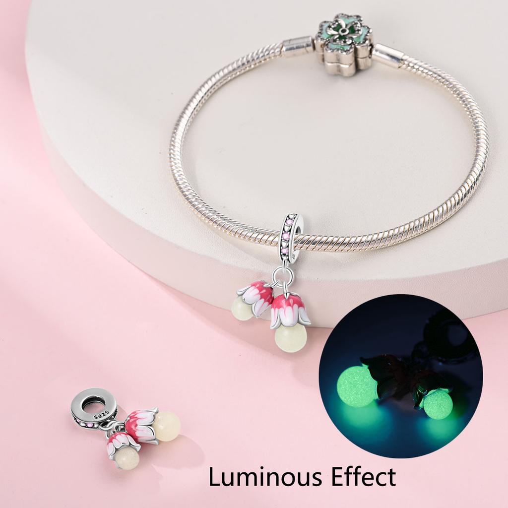 Copper Luminous Charm Green Firefly Chameleon Dragon Balls Suitable For Original Bracelet Diy Gifts Beautiful Jewelry