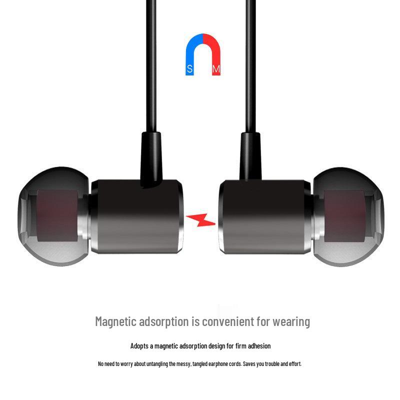 Magnetic Wired In-Ear Earphones with Remote, Mic, Metal Heavy Bass, Noise Canceling, Round Hole, for Phones, Computers, Gaming