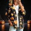 Women's Casual Button Down Halloween Print Jacket for Fall Seasonal Wear