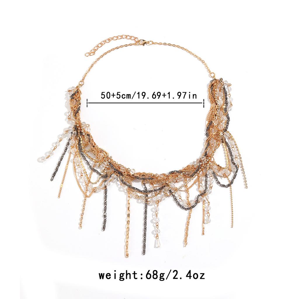 Tassel Multi-layer Layered Wrapped Necklace with Personalized High-end Feel, Hand Woven Necklace for Women's Fashion