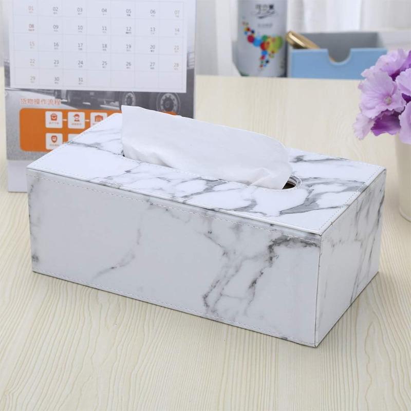 Nordic Marbling Leather Tissue Boxs Living Room Bedroom Desktop Tissue Holder Bathroom Draw Paper Storage Box Home Decoration