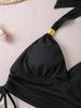 Solid Ribbed Tie Side Sexy Bikini Set Comfortable Elegant Two Piece Swimwear