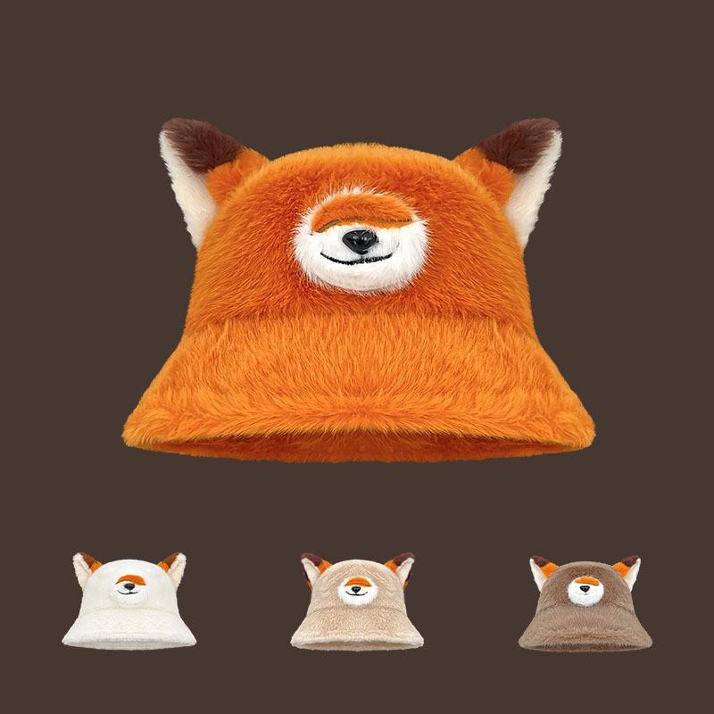 Fox Cosplay Plush Fisherman Hat With Thermal Function For Seasonal Wear