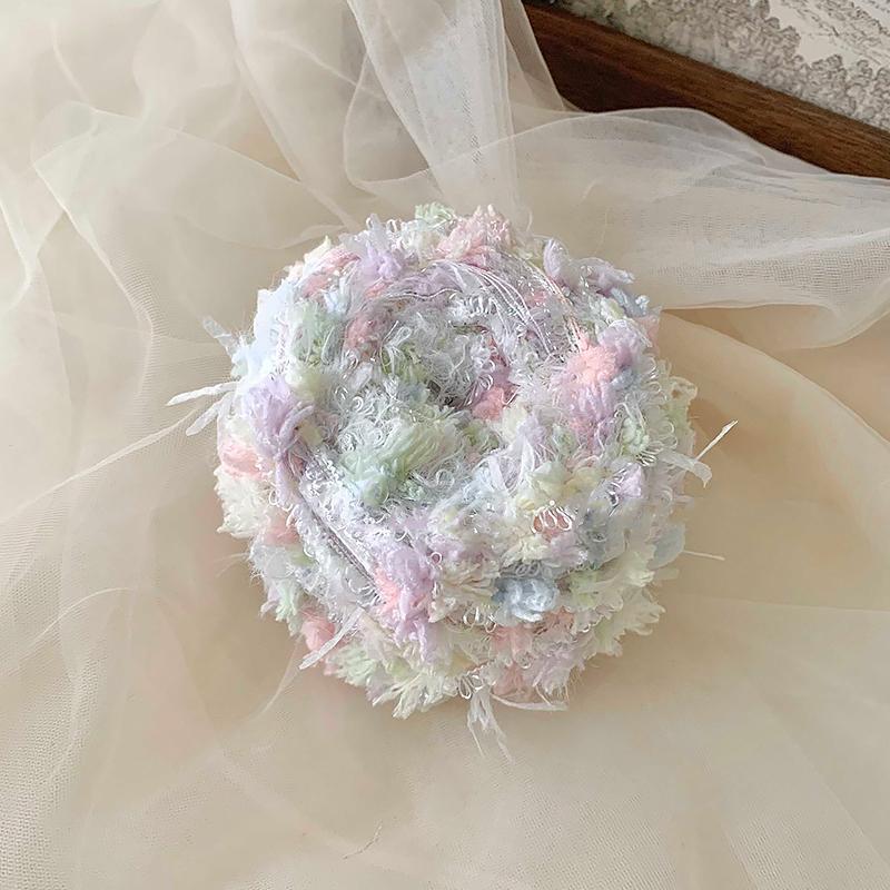 

50г Вязание Ткачество Искусственный Мех Изысканная Смешанная Пряжа Тканый Шарф Материалы для Рукоделия Ручная Работа Крючком Цветочный Дизайн Милый Многоцветный