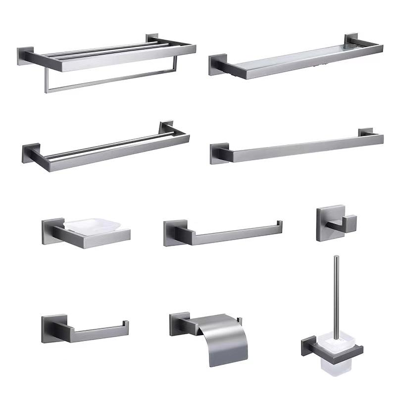 Stainless Steel Gunmetal Nordic Bathroom Towel & Storage Rack Set