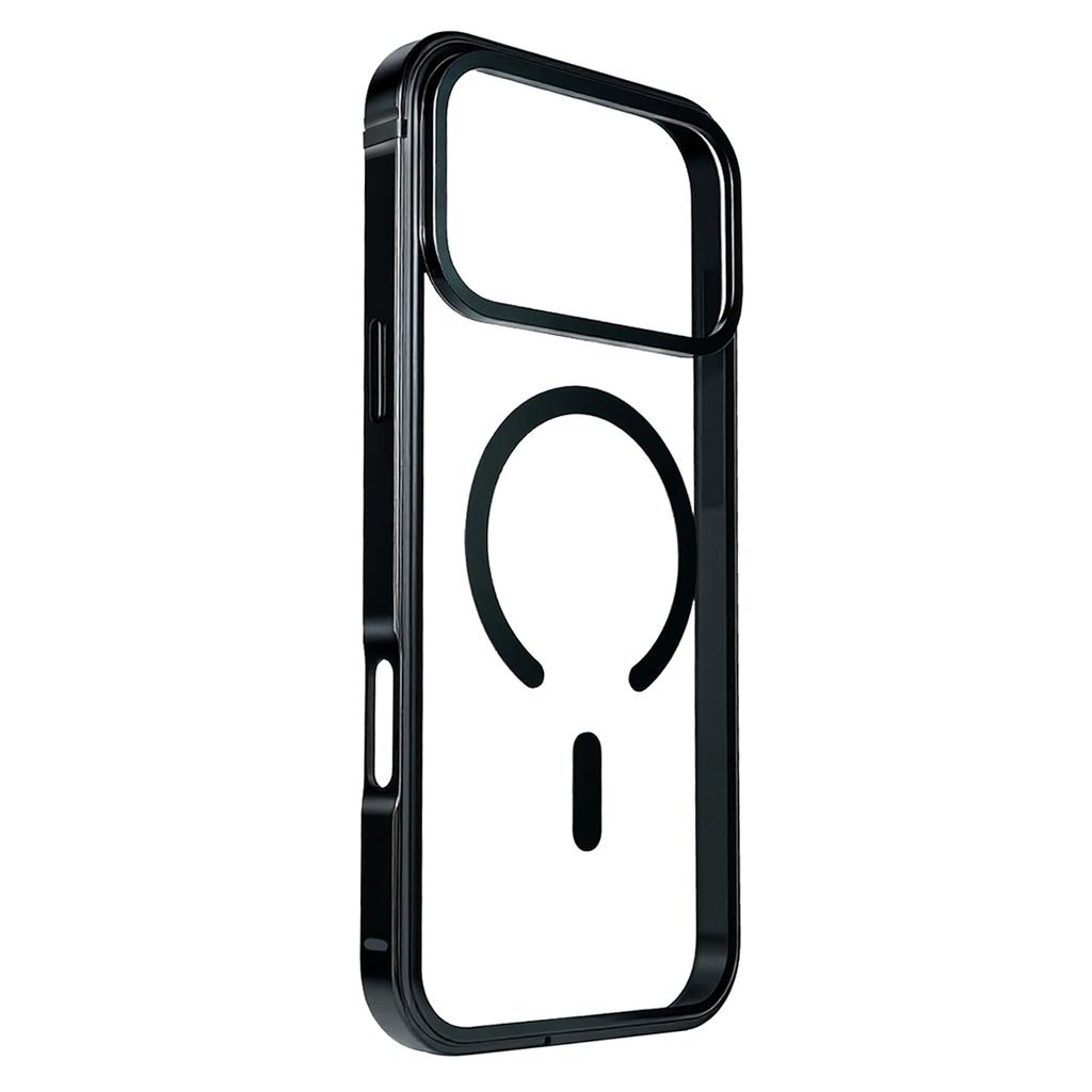 For iPhone 17 Pro Max Case Metal TPU Frame PC Back Clear Phone Cover Compatible with MagSafe