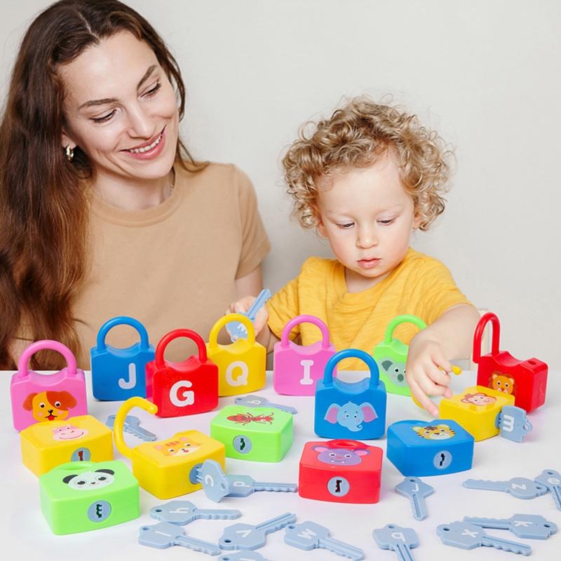 Kids Learning Lock Keys Alphabet Number Matching Early Education Toys