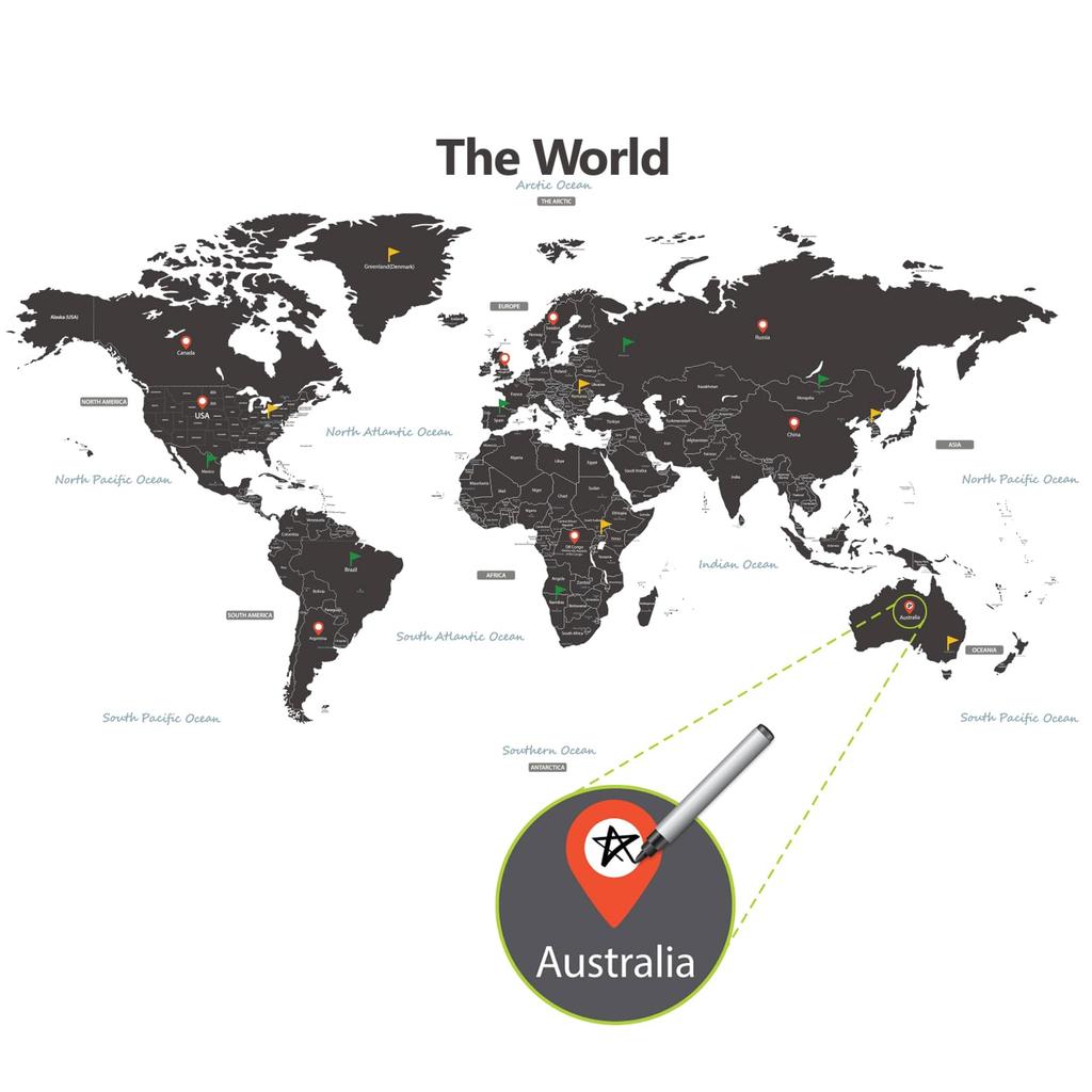 DECOWALL Extra Large Modern Gray World Map Wall Sticker Decorative Wall Art Sticker for Bathroom Kids DL3-1609G (164x90 cm) Kindergarten, Nursery,
